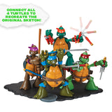 Playmates TMNT 40th Anniversary Original Sketch Turtle Figure 4-Pack Bundle with Comic Book