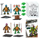 Playmates TMNT 40th Anniversary Original Sketch Turtle Figure 4-Pack Bundle with Comic Book