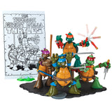 Playmates TMNT 40th Anniversary Original Sketch Turtle Figure 4-Pack Bundle with Comic Book